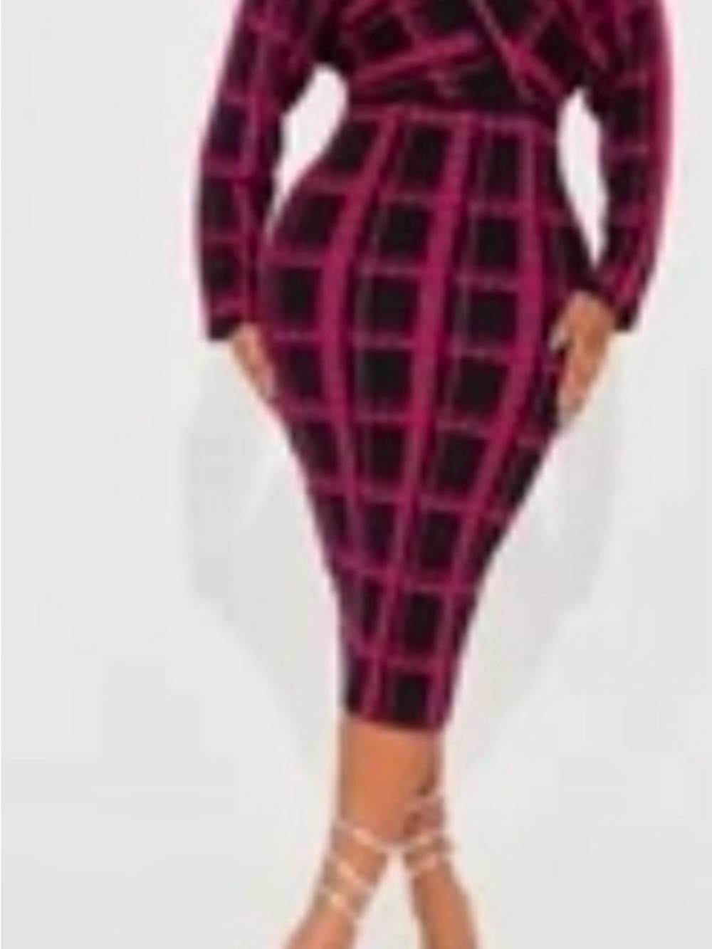 Women's Pink and Black Windowpane Sheath Dress